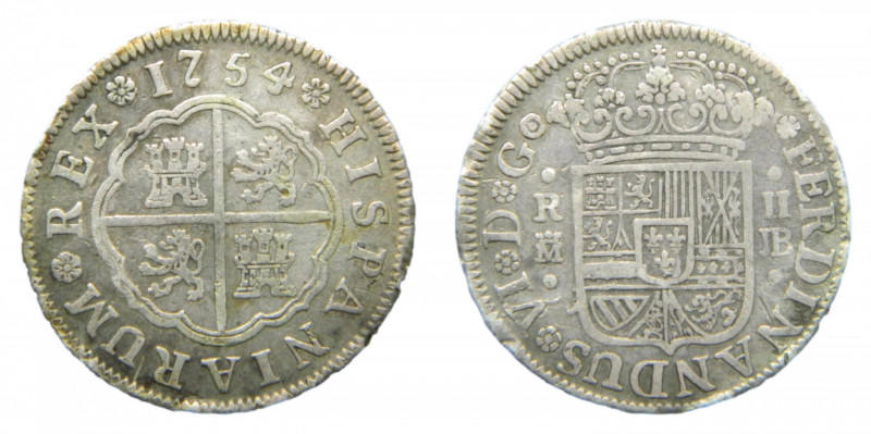 Fernando VI (1746-1759). 2 Reales 1754 JB. Madrid. AC 280.
mbc