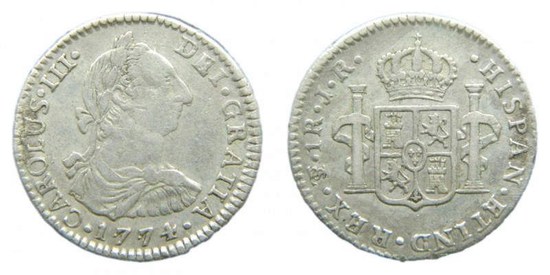 Carlos III (1759-1788). 1 real 1774 JR. Potosí. AC 472.
mbc