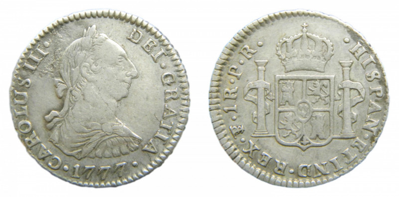 Carlos III (1759-1788). 1 real 1777 PR. Potosí. AC 478.
mbc