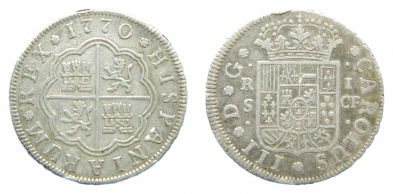 Carlos III (1759-1788). 1 real 1770 CF. Sevilla. AC 532.
mbc