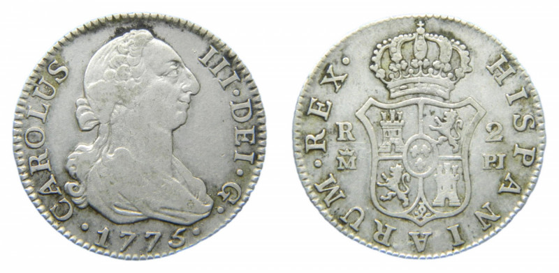 Carlos III (1759-1788). 2 reales.1775 PJ. Madrid. AC 624.
mbc