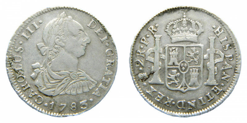 Carlos III (1759-1788). 2 reales 1783/2/1 PR. Potosí. AC 729.
mbc