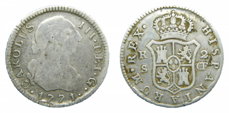 Carlos III (1759-1788). 2 reales 1771 CF. Sevilla. Falsa de época. Tipo 77.
ebc...