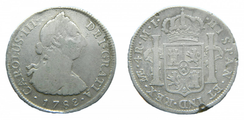 Carlos III (1759-1788). 4 reales 1782 MI. Lima. AC 844.
bc