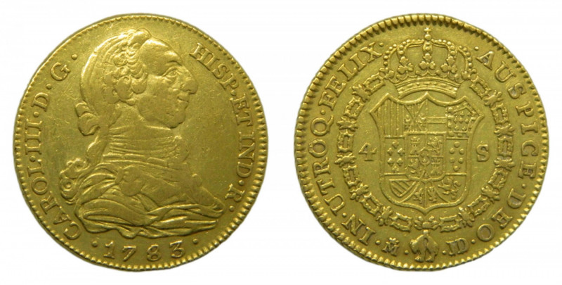 Carlos III (1759-1788). 4 escudos 1783 JD. Madrid. AC 1788. AU.
mbc+