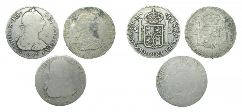 LOTS - Carlos III (1759-1788). LOTE 3 piezas 2 reales. 1782 P, 1783 P y 1787 M. ...