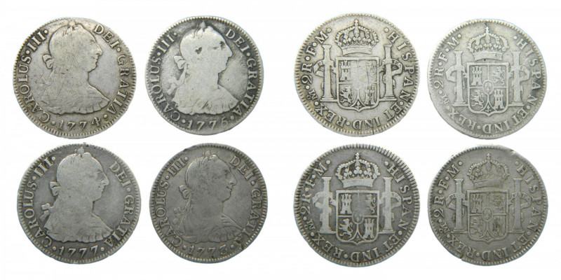 LOTS - Carlos III (1759-1788). LOTE 4 piezas 2 reales. 1773, 1774, 1775 y 1777 F...