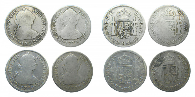 LOTS - Carlos III (1759-1788). LOTE 4 piezas 2 reales. 1778, 1779, 1780 y 1782 F...