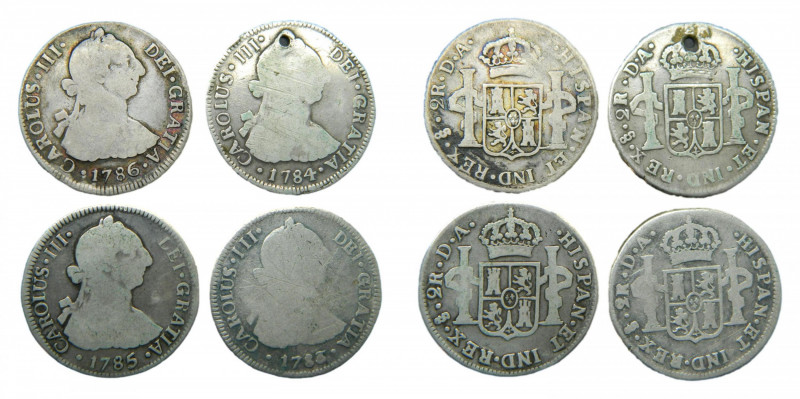 LOTS - Carlos III (1759-1788). LOTE 4 piezas 2 reales. 1783/0, 1784/1, 1785 y 17...