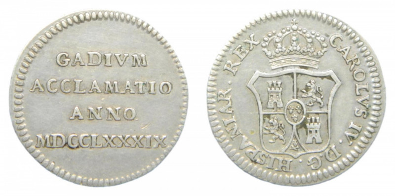 Carlos IV (1788-1808). Módulo 1 real 1789. Cádiz. Medalla de Proclamación.
mbc...