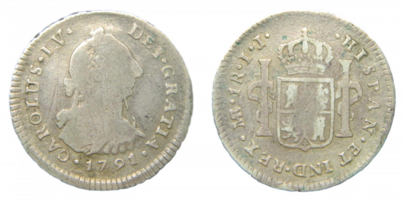 Carlos IV (1788-1808). 1 real 1791 IJ. Lima. AC 387.
bc