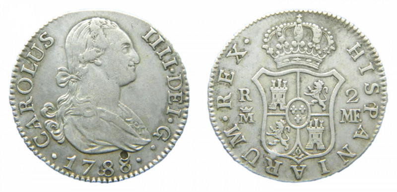 Carlos IV (1788-1808). 2 Reales 1788 MF. Madrid. AC 595. Golpe de punzón en anve...