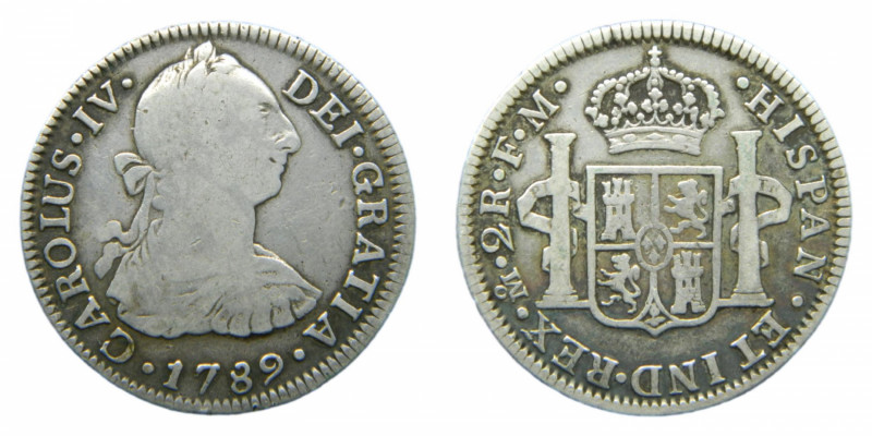 Carlos IV (1788-1808). 2 Reales 1789 FM. México. AC 623. Escasa.
mbc