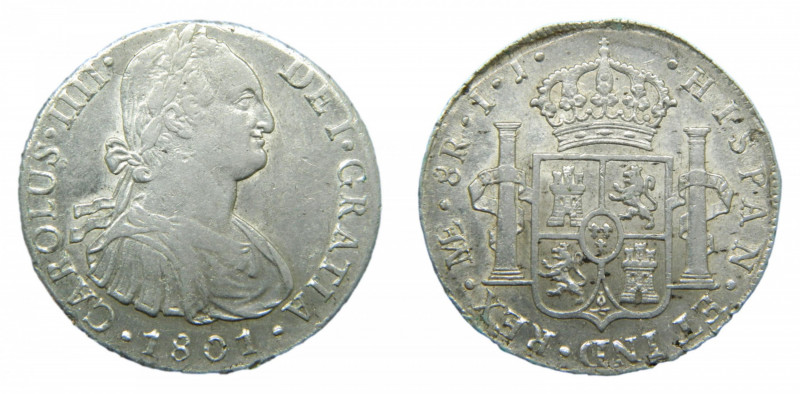 Carlos IV (1788-1808). 8 Reales 1801 IJ. Lima. AC 919
mbc+