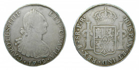 Carlos IV (1788-1808). 8 Reales 1792 PR. Potosí. AC 992.
mbc