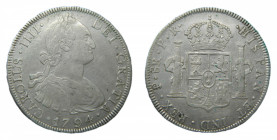 Carlos IV (1788-1808). 8 Reales 1794 PR. Potosí. AC 994.
mbc