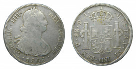 Carlos IV (1788-1808). 8 Reales 1803 PJ. Potosí. AC 1007.
mbc