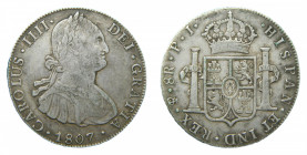 Carlos IV (1788-1808). 8 Reales 1807 PJ. Potosí. AC 1013.
mbc