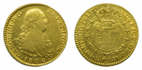 Carlos IV (1788-1808). 2 escudos 1806 FA. Madrid. AC 1314. AU.
ebc