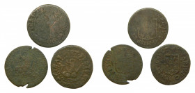 LOTS - Carlos IV (1788-1808). LOTE 3 piezas cuartos. 179-, 1806 x 2. Manila. AC 14 x 2.
bc