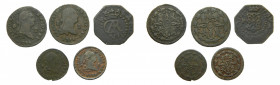 LOTS - Carlos IV (1788-1808). LOTE 5 piezas de cobre a examinar.
mbc-