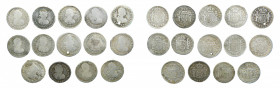 LOTS - Carlos IV (1788-1808). LOTE 14 piezas 1/2 real 2 x 1791, 1794, 1796, 1797, 1798, 1799, 1801, 1803, 1804, 1805, 1806, 1807 y 1808. Lima. AC 228,...