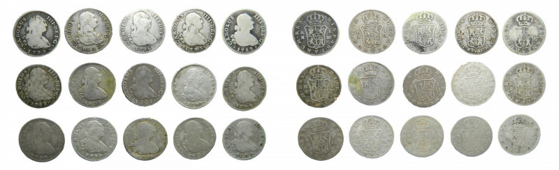 LOTS - Carlos IV (1788-1808). LOTE 15 piezas 1 real 1788-1808. Todas diferentes....