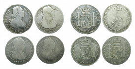 LOTS - Carlos IV (1788-1808). LOTE 4 piezas 2 Reales 1790, 1791, 1793 y 1795 M. Guatemala. AC 547, 548, 550 y 553.
bc