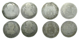 LOTS - Carlos IV (1788-1808). LOTE 4 piezas 2 Reales 1797, 1800, 1802/1 y 1804 M. Guatemala. AC 555, 558, 560 y 563.
bc