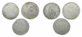 LOTS - Carlos IV (1788-1808). LOTE 3 piezas 2 Reales. 1791, 1792 y 1793 IJ. Lima. AC 572, 575 y 576.
bc