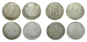 LOTS - Carlos IV (1788-1808). LOTE 4 piezas 2 Reales. 1790, 1791, 1793 y 1794 PR. Potosí. AC 654, 655, 658 y 659.
bc