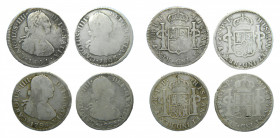 LOTS - Carlos IV (1788-1808). LOTE 4 piezas 2 Reales. 1795 PP, 1798 PP, 1801 PP y 1803 PJ. Potosí.
bc