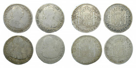 LOTS - Carlos IV (1788-1808). LOTE 4 piezas 2 Reales. 1795 PR, 1796 PP, 1797 PP y 1800 PP. Potosí. AC 660, 663, 664 y 667.
bc