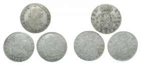 LOTS - Carlos IV (1788-1808). LOTE 3 piezas 2 Reales. 1793, 1796 y 1798 CN. Sevilla.
mbc
