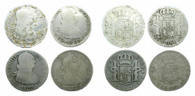 LOTS - Carlos IV (1788-1808). LOTE 4 piezas 4 Reales 1790 IJ, 1797 IJ, 1798 IJ Y 1806 JP. Lima. AC 751, 760, 761 y 770. Escasas.
bc+