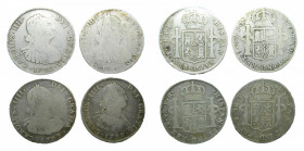 LOTS - Carlos IV (1788-1808). LOTE 4 piezas 4 Reales 1791 PR, 1792 PR, 1793 PR y 1797 PR. Potosí. AC 822, 825, 826 y 832.
bc