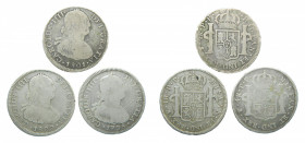 LOTS - Carlos IV (1788-1808). LOTE 3 piezas 4 Reales 1798, 1800 y 1801 PP. Potosí. AC 833, 835 y 836.
bc