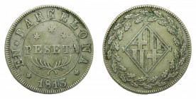 José Napoleón (1808-1814). 1 peseta 1813. Barcelona. AC 38. C cerrada. 5,74 gr Ar.
mbc+