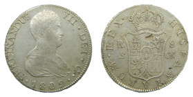 Fernando VII (1808-1833). 8 reales 1809 CN. Sevilla. AC 1412. Busto desnudo. Marquita en reverso.
ebc+
