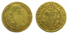 Fernando VII (1808-1833). 1 escudo 1811 JJ. Nuevo reino. AC 1547. AU. Busto de Carlos IV.
mbc