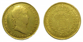Fernando VII (1808-1833). 2 escudos 1825 JB. Sevilla. AC 1683. AU. Busto laureado.
ebc