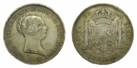 Isabel II (1833-1868). 20 reales 1855. Madrid. AC 597. 25,77 gr Ar.
mbc