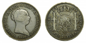 Isabel II (1833-1868). 20 reales 1850. Sevilla. AC 925. 26 gr Ar
mbc