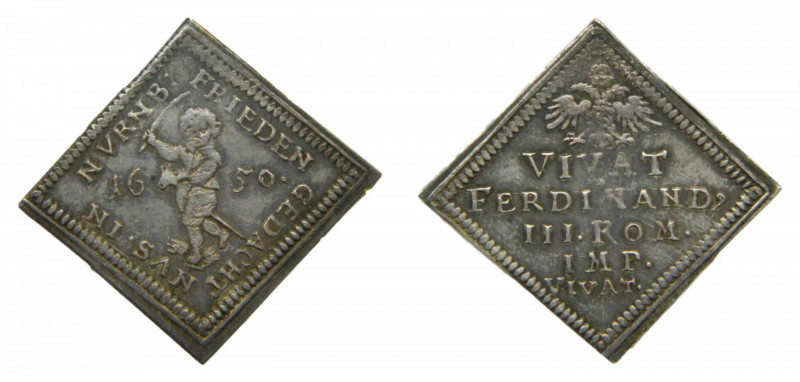 GERMANY Núremberg. 1650. Medalla Klippe (Plata, 21 x 22 mm, 2,8 gr), sobre la Pa...
