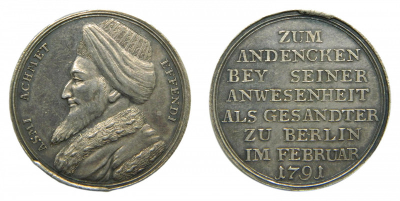 GERMANY Prussia. 1791. Federico Guillermo II, 1786-1797. Medalla de plata, sin f...
