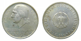 GERMANY Weimar Republic. 1929 A. 5 Reichsmark. Gothephraim Lessing (km#61) 25,04 gr Ar.
ebc-
