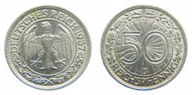 GERMANY Weimar Republic. 1937 J. 50 Reichspfennig (km#49) Nickel 1927-1938. Rara.
sc-