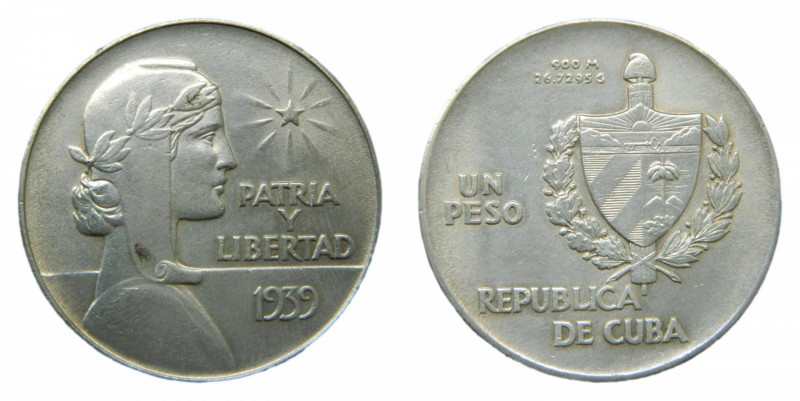 CUBA 1 peso 1939 (km#22) 26,76 gr Ar.
mbc+