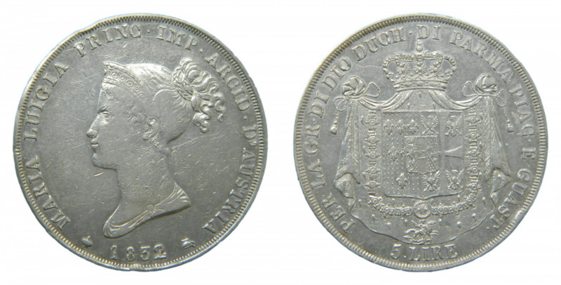 ITALY. Parma 1832. 5 liras. MariaLuigia. 24,93 gr Ar
mbc+