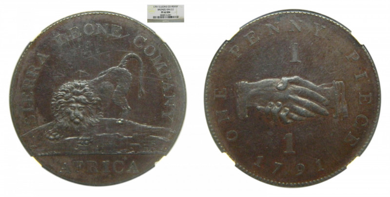 SIERRA LEONE 1791. one penny (km#2.2) British colony. NGC PF62 BN 3808916-001
P...